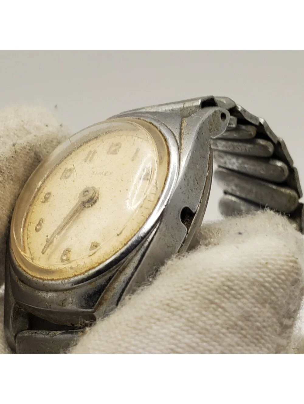 Vintage Timex Shock Resistant Watch Women Silver Tone For Parts Or Repair